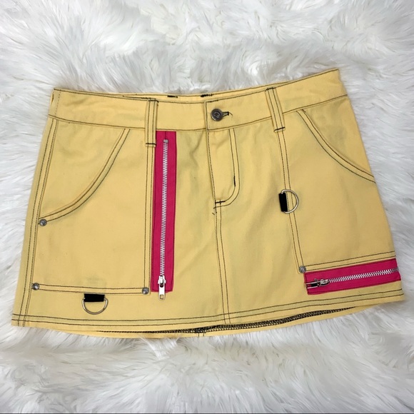Dogpile Dresses & Skirts - SALE Dogpile Yellow Pink Mini Punk Bondage Skirt M Dogpile Dresses & Skirts - SALE Dogpile Yellow Pink Mini Punk Bondage Skirt M